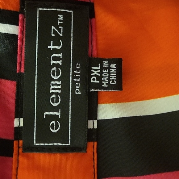 ELEMENTZ Petite Blouse with Adjustable Sleeves Red Orange Black Stripe Size PXL - Picture 6 of 7